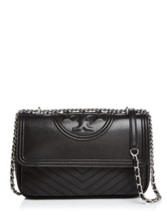 Tory Burch Handbags - Tory Burch Fleming Distressed Shoulder Bag Metallic Black Leather